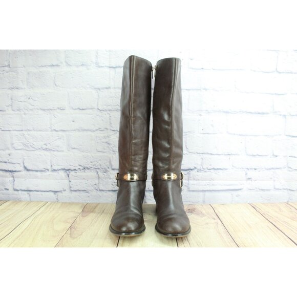 Michael Michael Kors Arley Riding Boot Brown Leather Size 7.5 M - Picture 3 of 12